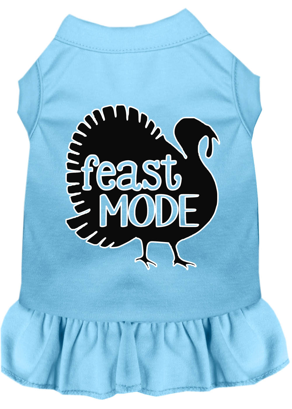Feast Mode Screen Print Dog Dress Baby Blue XS